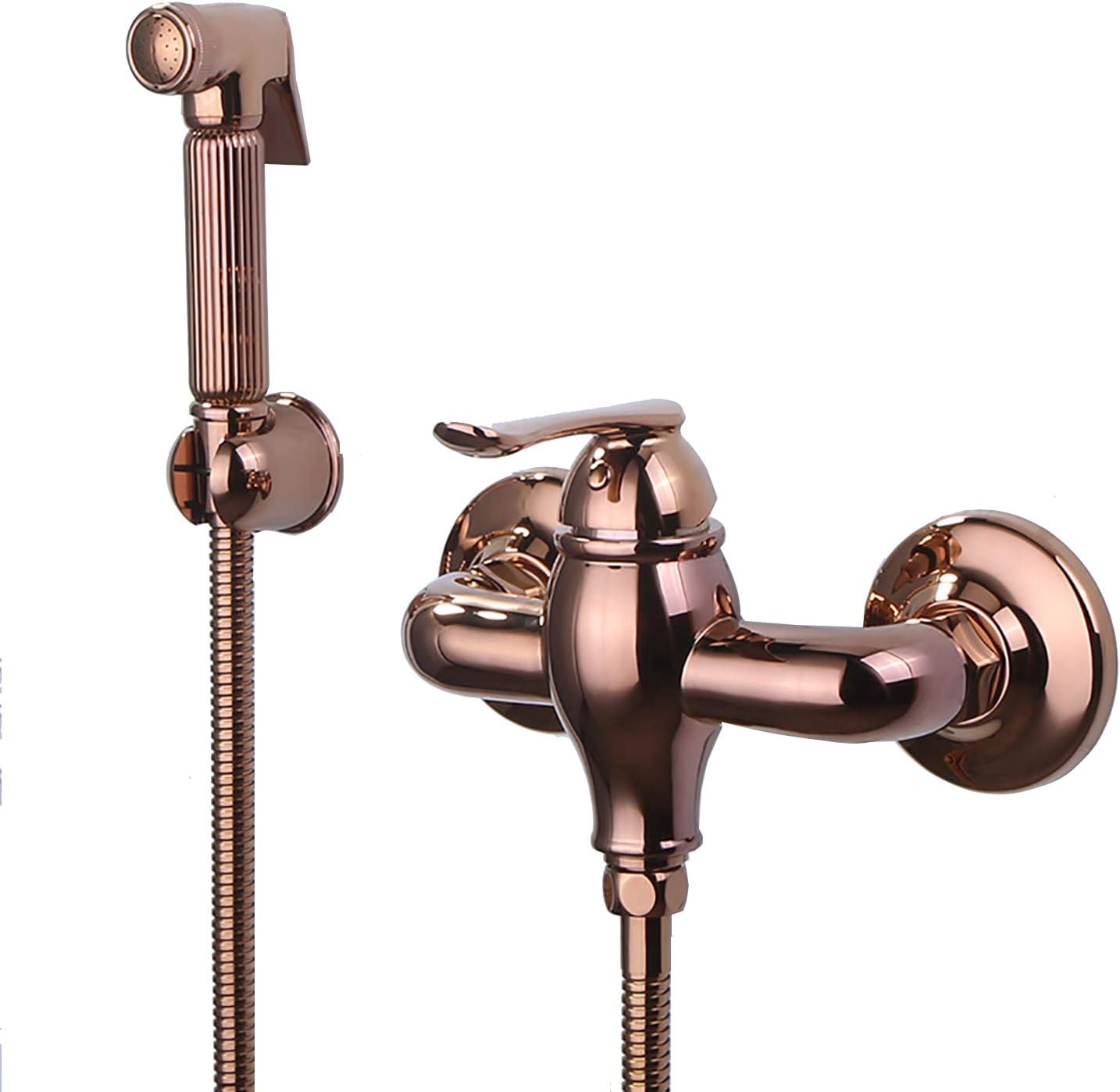Handheld Bidet Sprayer for Toilet, Rose Gold Wall Mounted Bathroom Cloth Diaper Set with Cold and Hot Water, Brass Kit for Personal Hygiene,Type a(Type B)