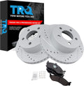 TRQ Performance Front Brake Pad and Rotor Set Ceramic G Coated Drilled Slotted Vented Rotors Compatible with 1999-2001 Jeep Cherokee 1999-2006 Wrangler