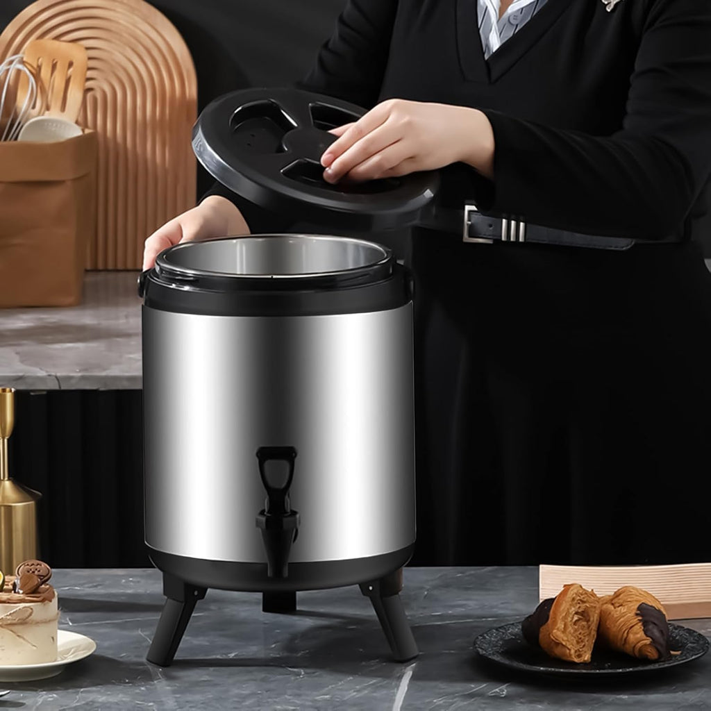 Catering Urn, 6L/8L/10L Hot Water Dispenser With Faucet, Stainless Steel Insulated Bucket Milk Tea Barrel For Hot Water And Beverage(8l)