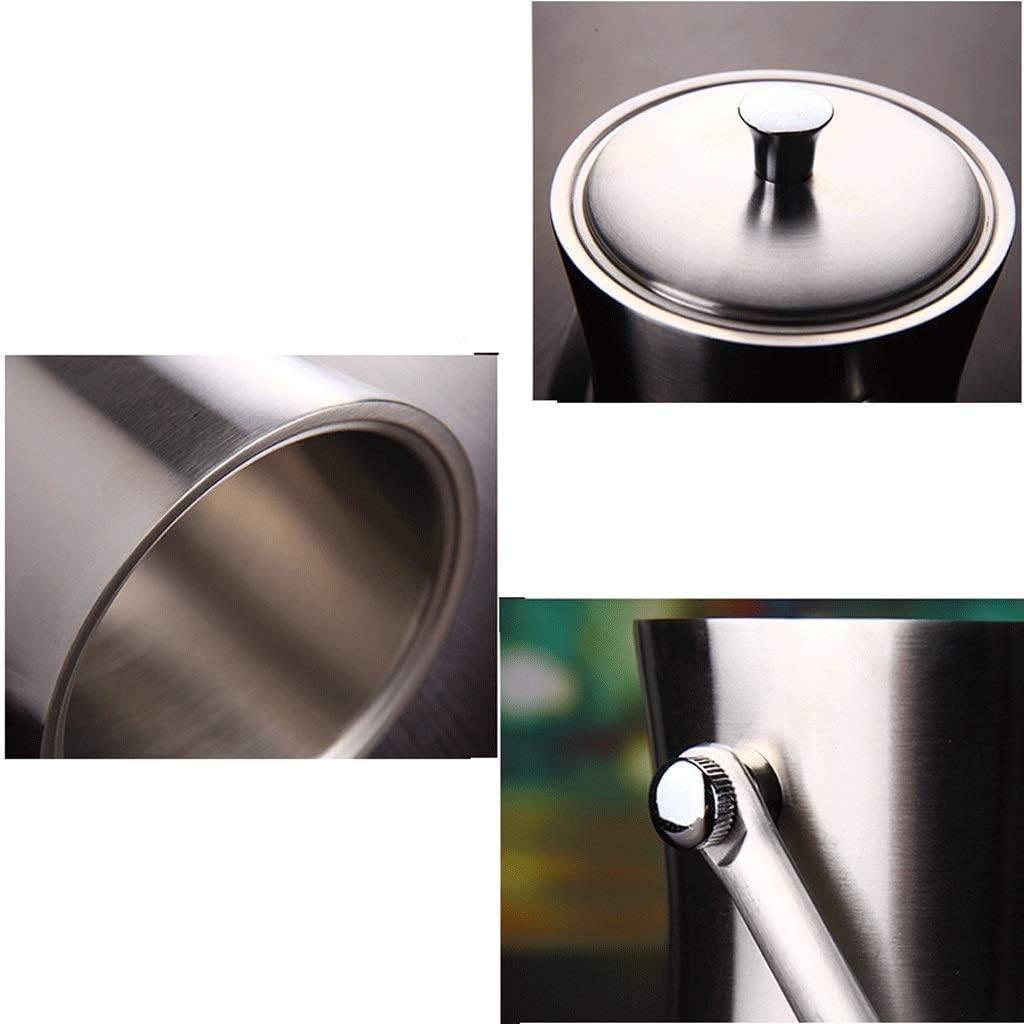 ice Bucket White Metal Double Walled Ice Bucket Set with Lid and Scoop (Size : 3L) (2L)