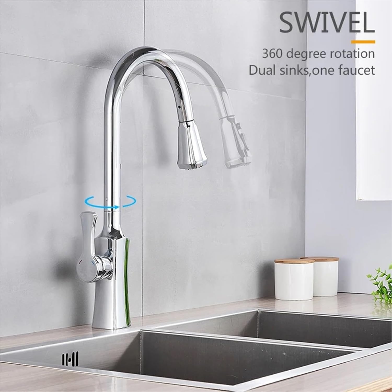 Kitchen Faucet Single Handle Hand-Out Single Hole Hot and Cold Faucet Tap(Matte Black)