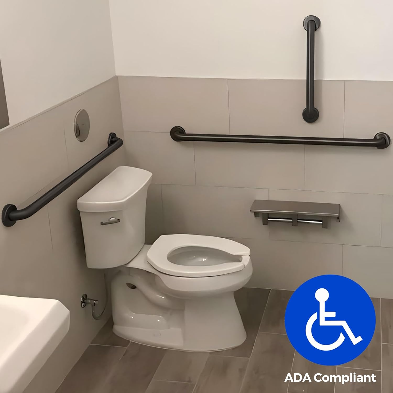 Stardrix Grab Bar Bundle for ADA Compliance, Matte Black Stainless Steel Grab Bar Set for Commercial and Residential Restrooms, 1.5' Diameter - 18', 36', 42' - Pack of 3