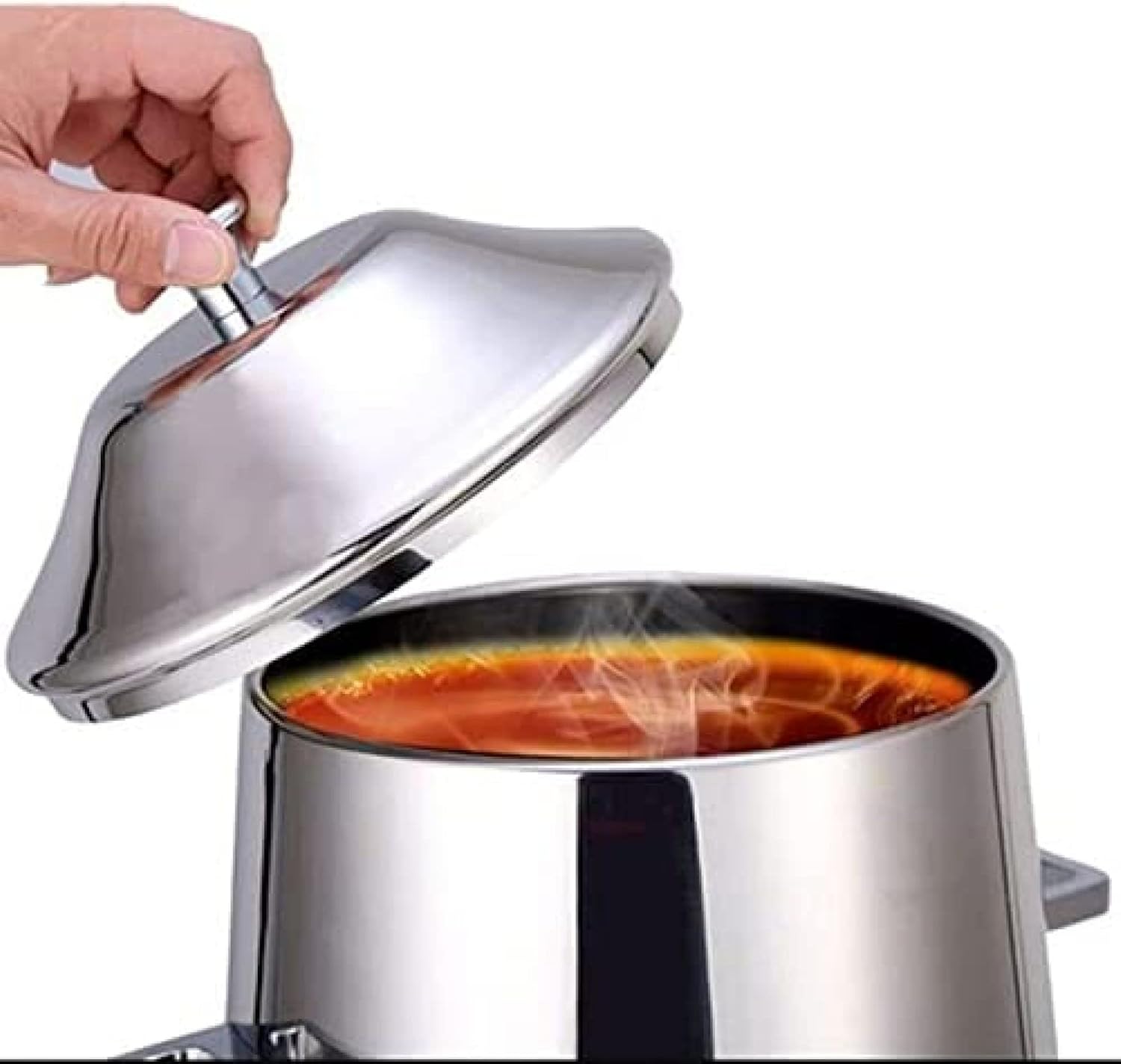 POUR Stainless Steel Commercial Coffee Urn with Chrome Accents - Hot Drink Dispenser with Lid - 3.5 Gallon, Silver, Friendly321