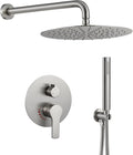 Shower System with Rain Shower and Handheld-10 Inch Rain Shower Head with Handheld Spray- Shower Faucet with Brass Valve for Bathroom (Brushed Nickel)