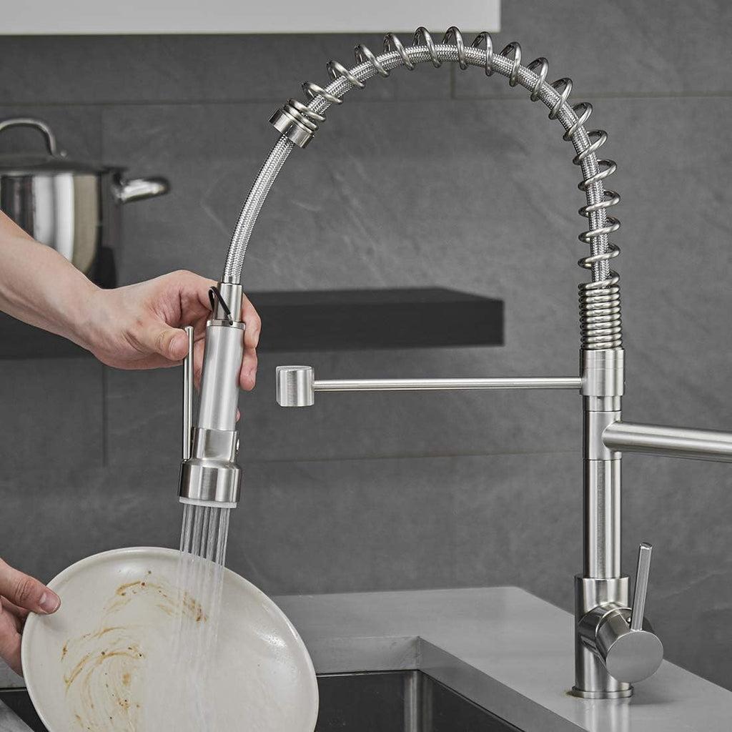 AIMADI Commercial Pull Down Kitchen Faucet Sprayer with LED Light,Single Handle Stainless Steel Kitchen Sink Faucets with Pull Down Sprayer,Suitable for Farmhouse Camper Laundry Rv Bar