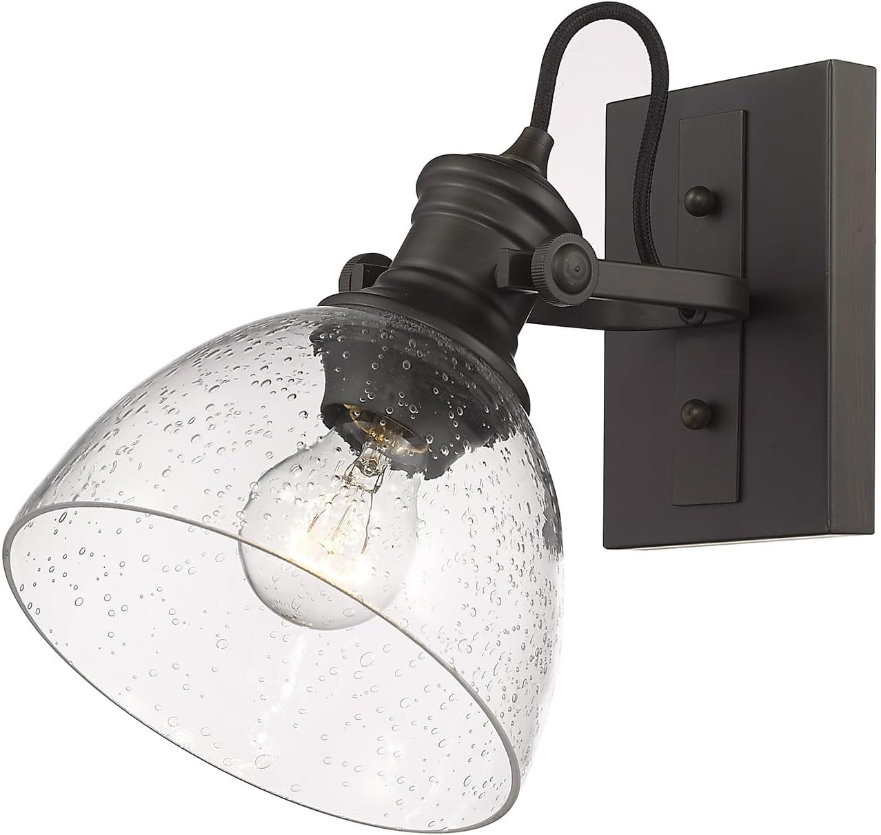 Golden Lighting 3118-BA1 RBZ-SD Hines Vanity Light, Rubbed Bronze with Seeded Glass- Vanity Light, Bathroom Vanity Light, Vanity Lights for Bathroom, Bathroom Light fixtures, Light Fixture