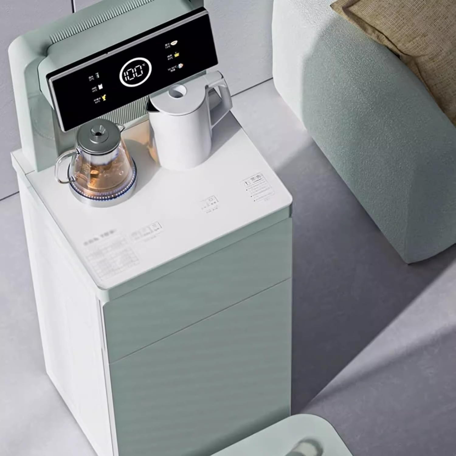 Water Dispenser Tea Bar Machine Home Intelligent Voice Anti Dry Burn and Anti Overflow Fully Automatic Downward Water Bucket Drinking Machine Water Cooler Dispenser(B,Ice Warm)