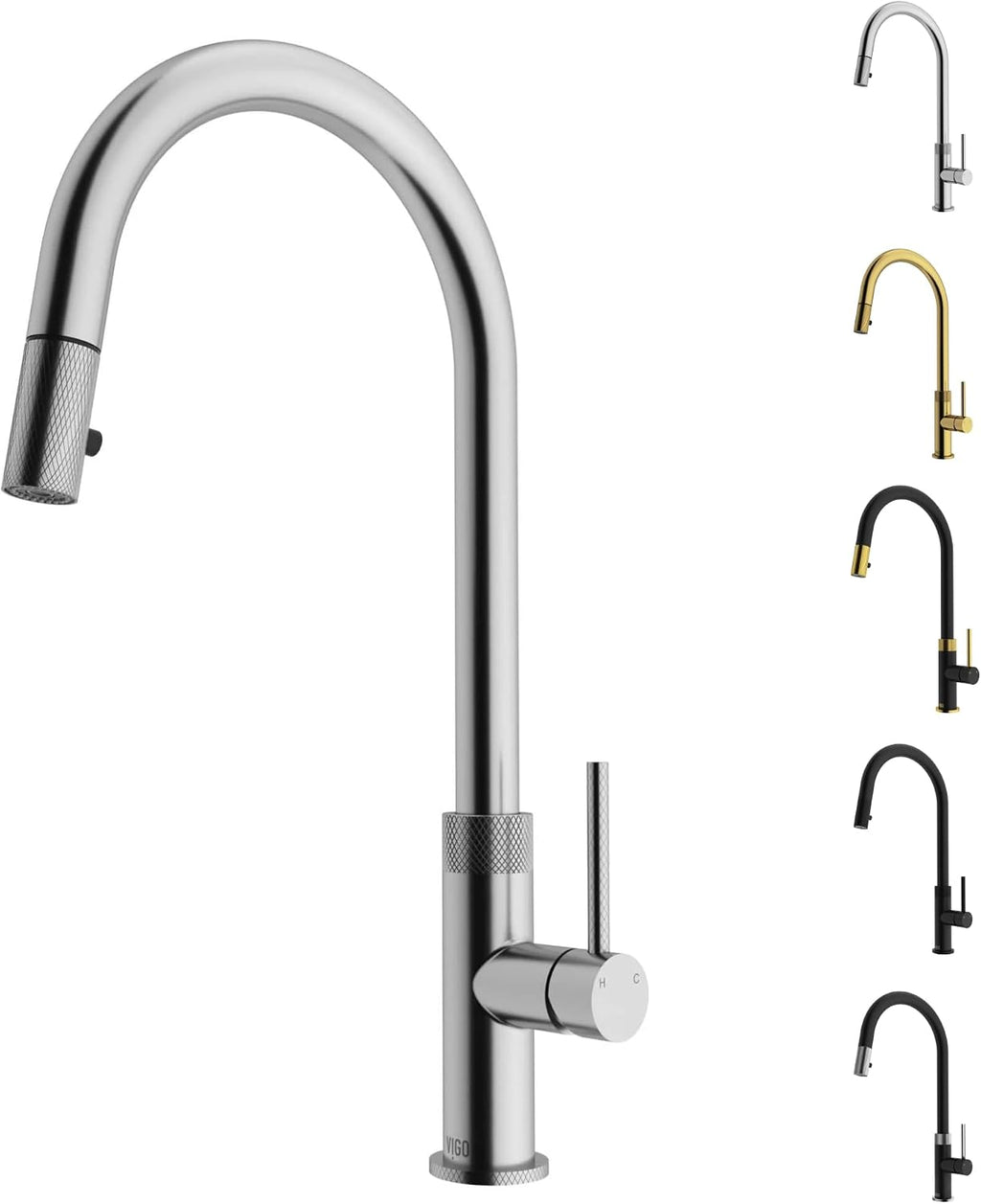 VIGO Bristol 19'' H Single Handle Pull-Down Sprayer Kitchen Faucet in Stainless Steel-VG02033ST