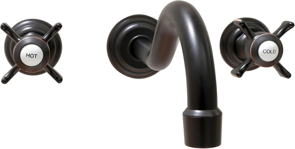 SITGES Antique Wall Faucet,Two Handle Bathroom Sink Wall Mount Faucet with Rough in Valve Included,Oil Rubbed Bronze