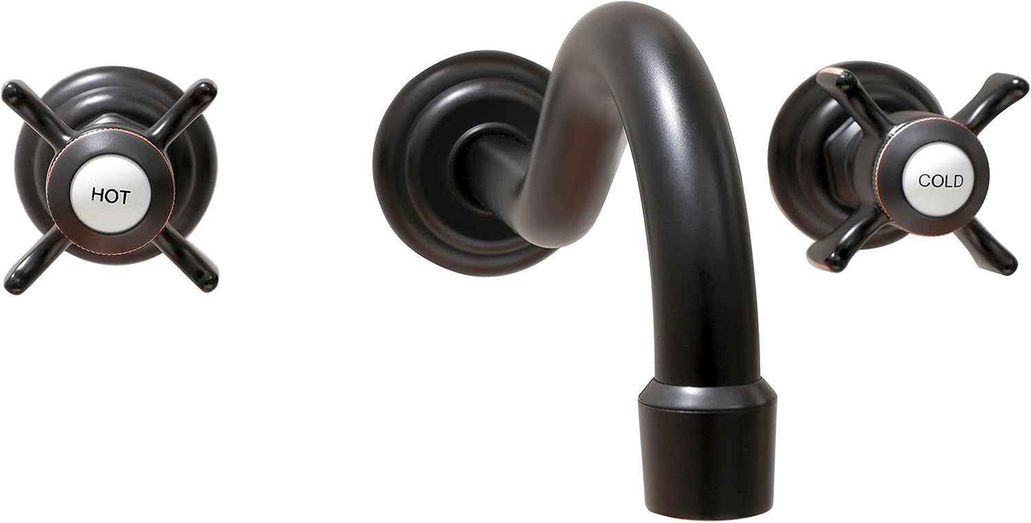 SITGES Antique Wall Faucet,Two Handle Bathroom Sink Wall Mount Faucet with Rough in Valve Included,Oil Rubbed Bronze