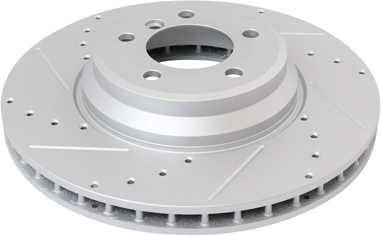 TRQ Performance Front Brake Pad and Rotor Set Ceramic Slotted Drilled G Coated Rotors Wear Sensor Compatible with 2007-2010 BMW 335i 2009-2010 335d 2010 335i xDrive
