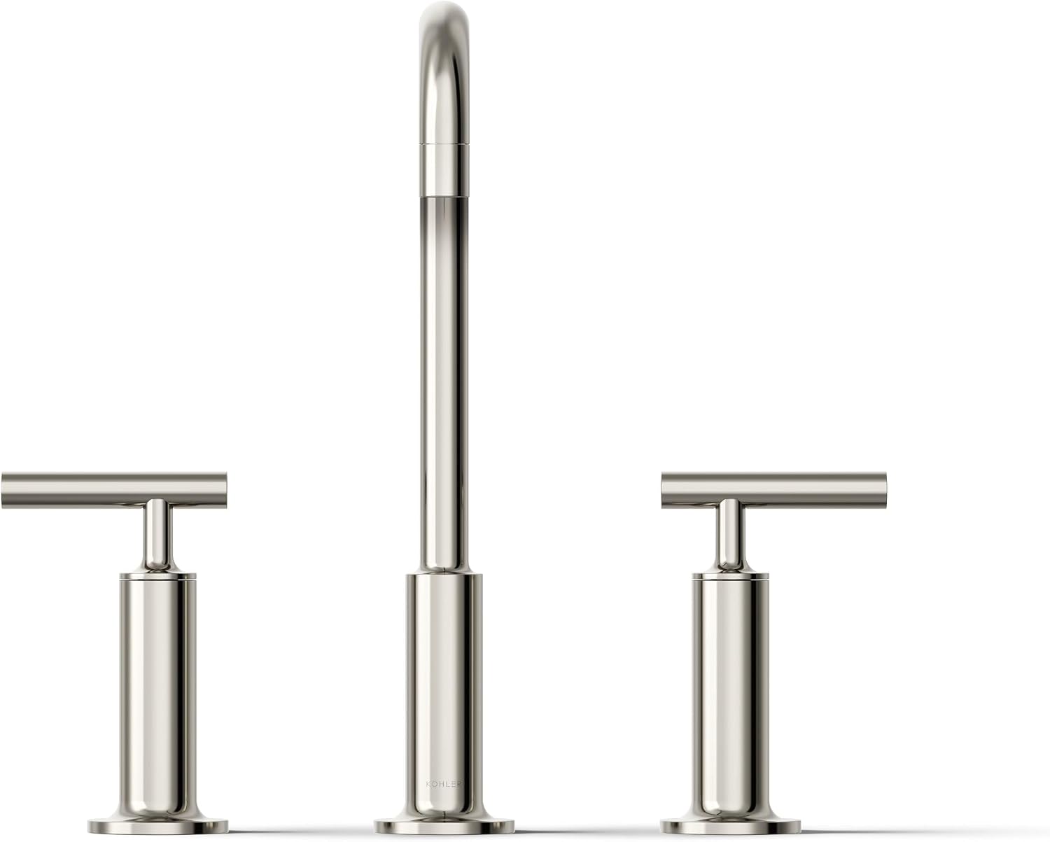 KOHLER K-14408-4-SN Purist® Widespread Bathroom Sink Faucet, 3-Hole, Widespread High Lever Handles and High Gooseneck Spout, 1.2 GPM, Vibrant Polished Nickel