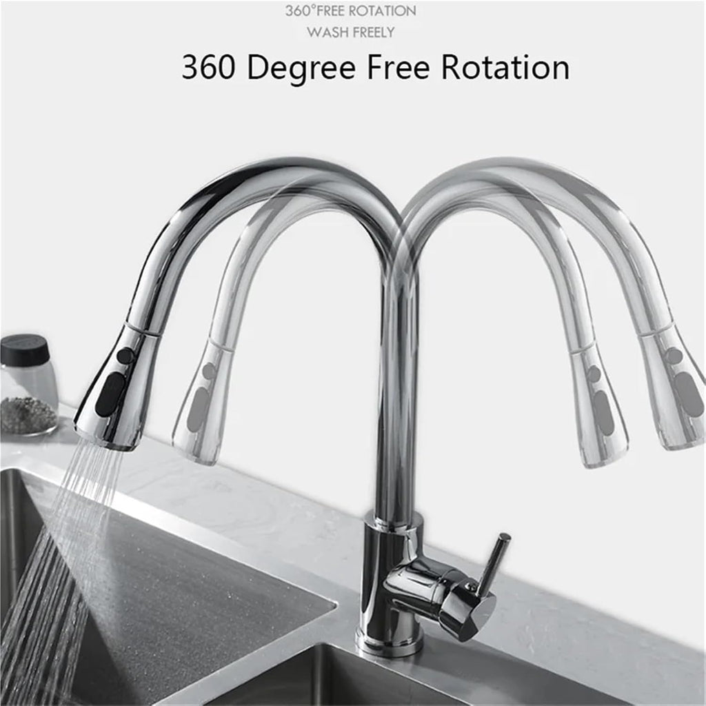 Smart Induction Touch Kitchen Faucets Deck Mount Pull Out Sensor Automatic Hot and Cold Water Mixer Faucet(Brushed Nickel)