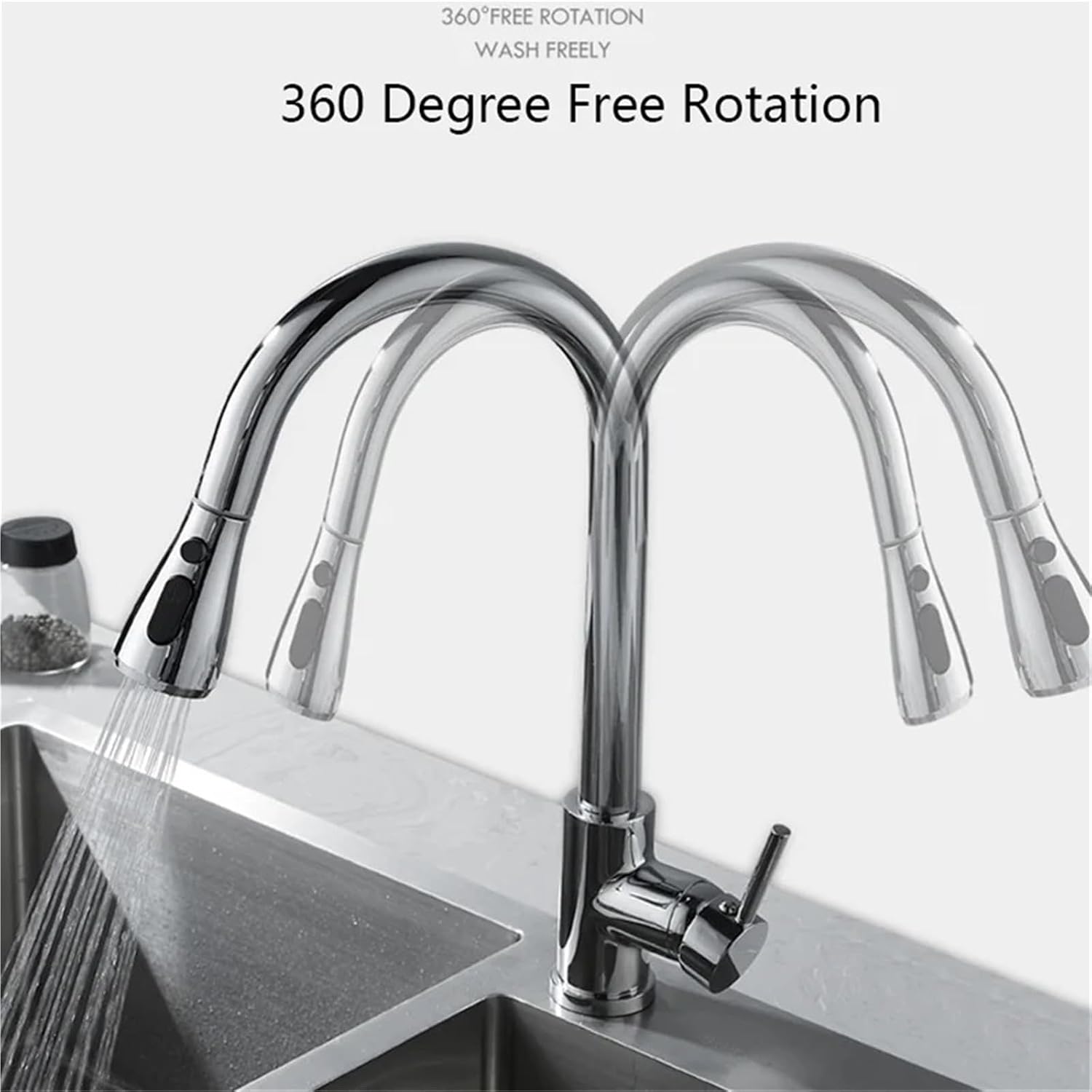 Smart Induction Touch Kitchen Faucets Deck Mount Pull Out Sensor Automatic Hot and Cold Water Mixer Faucet(Chrome)