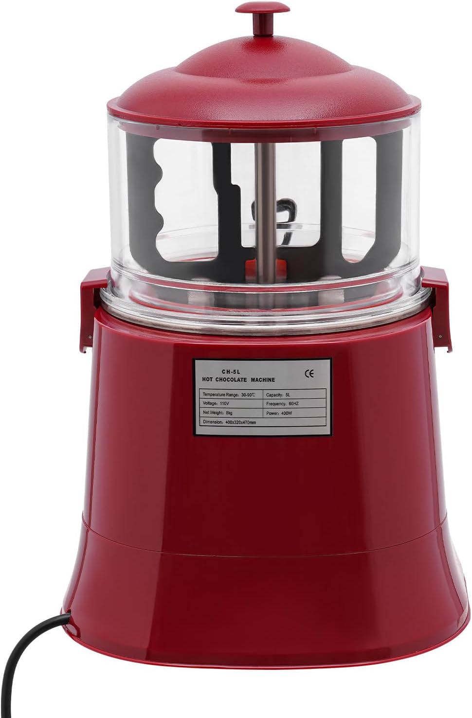 5L Commercial Hot Chocolate Maker Machine Chocolate Dispenser Warmer With Faucet 400W 110V Hot Beverage Warmer for Heating Chocolate Coffee Milk(5L-Black)