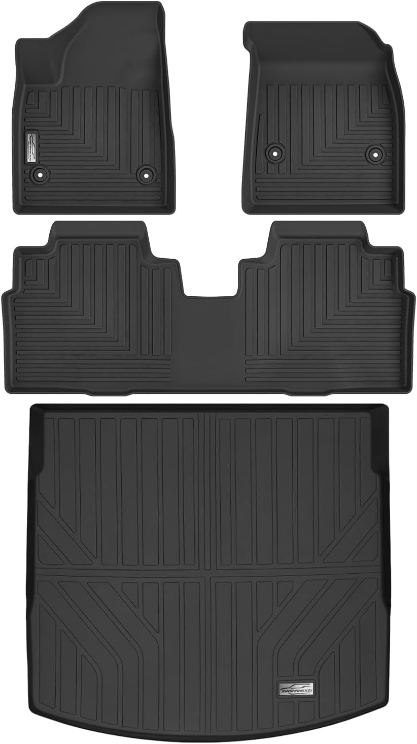 Floor Mats & Cargo Liner for 2025 2026 Cadillac Optiq,1st 2nd Row with Trunk Mat,TPE All Weather Protection Slush Floor Liner Black