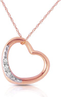Galaxy Gold GG 14K Yellow Gold Natural Diamond Heart Necklace - April Birthstone - Strength & Brilliance - 14' to 24' - Fine Jewelry for Women