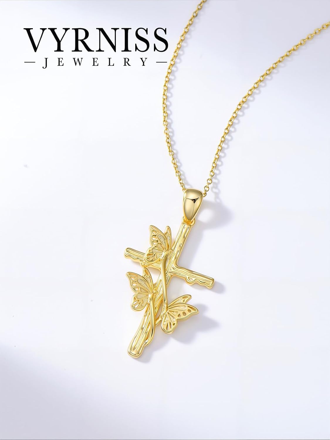 18K Gold Cross Pendant for Women Gold Cross Necklace 18K Gold Jewelry Religious Gift