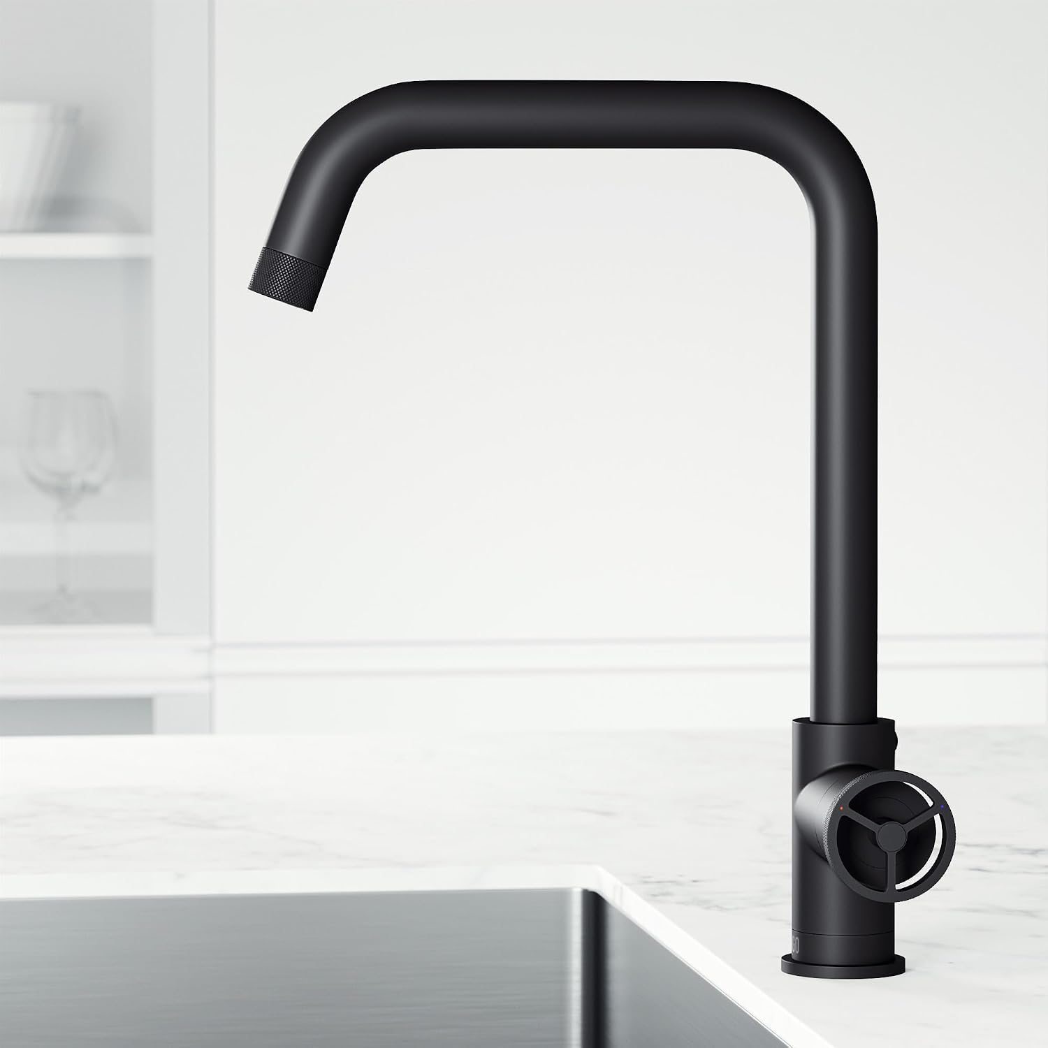 VIGO Cass Industrial 14 in. H Single Handle Kitchen Bar Faucet in Matte Black VG02040MB