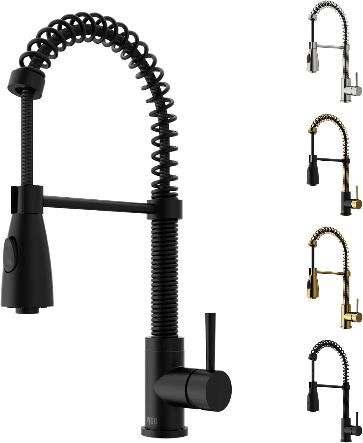 VIGO Brant 19'' H Single Handle Pull-Down Sprayer Kitchen Faucet in Matte Black-VG02003MB