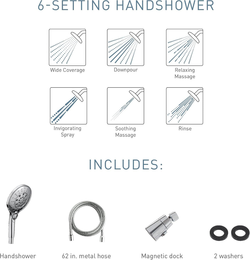 Moen Engage Magnetix Six-Function 5.5-Inch Handheld Showerhead with Magnetic Docking System, Oil Rubbed Bronze, 3662EPORB