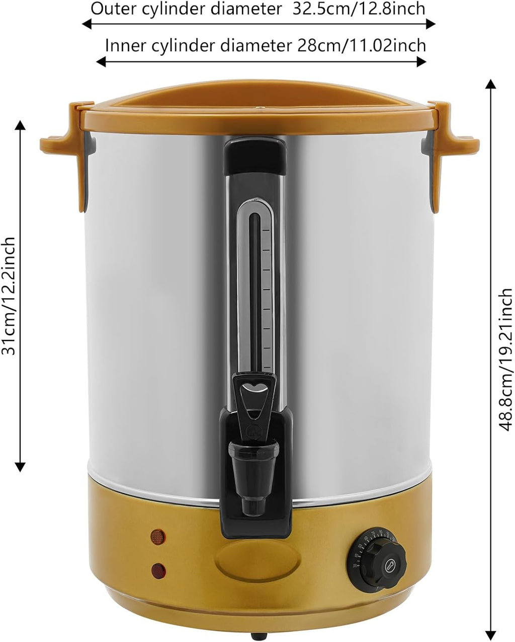 Commercial Hot Water Dispenser,5.07Gal 304 Stainless Steel Heated Water Urn w/Adjustable Temperature,Electric Heat Preservation Bucket for Coffee Tea Party