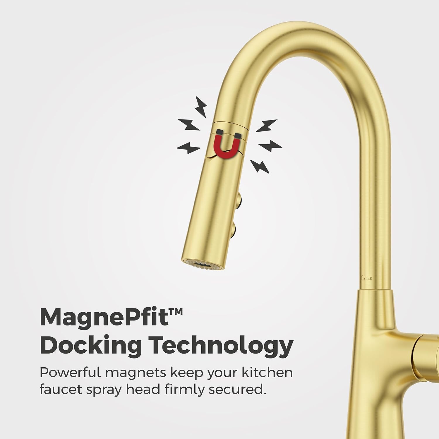 Pfister Tasso Kitchen Faucet with Pull Down Sprayer and Soap Dispenser, Single Handle, High Arc, NSF Certified, Brushed Gold Finish, F5297TSOBG