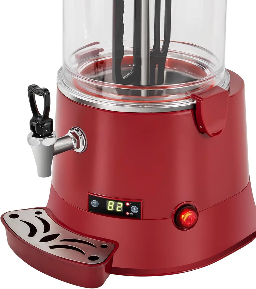 10L Commercial Hot Chocolate Maker Machine Chocolate Dispenser Warmer With Faucet 400W 110V Hot Beverage Warmer for Heating Chocolate Coffee Milk (10L-Red)