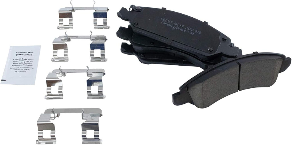 TRQ Performance Front Ceramic Brake Pad and Rotor Set Coated Drilled Slotted Compatible with 2008-13 Chevrolet Silverado 1500 2009-14 Chevrolet Tahoe 2013-19 Cadillac XTS with Heavy Duty Brakes