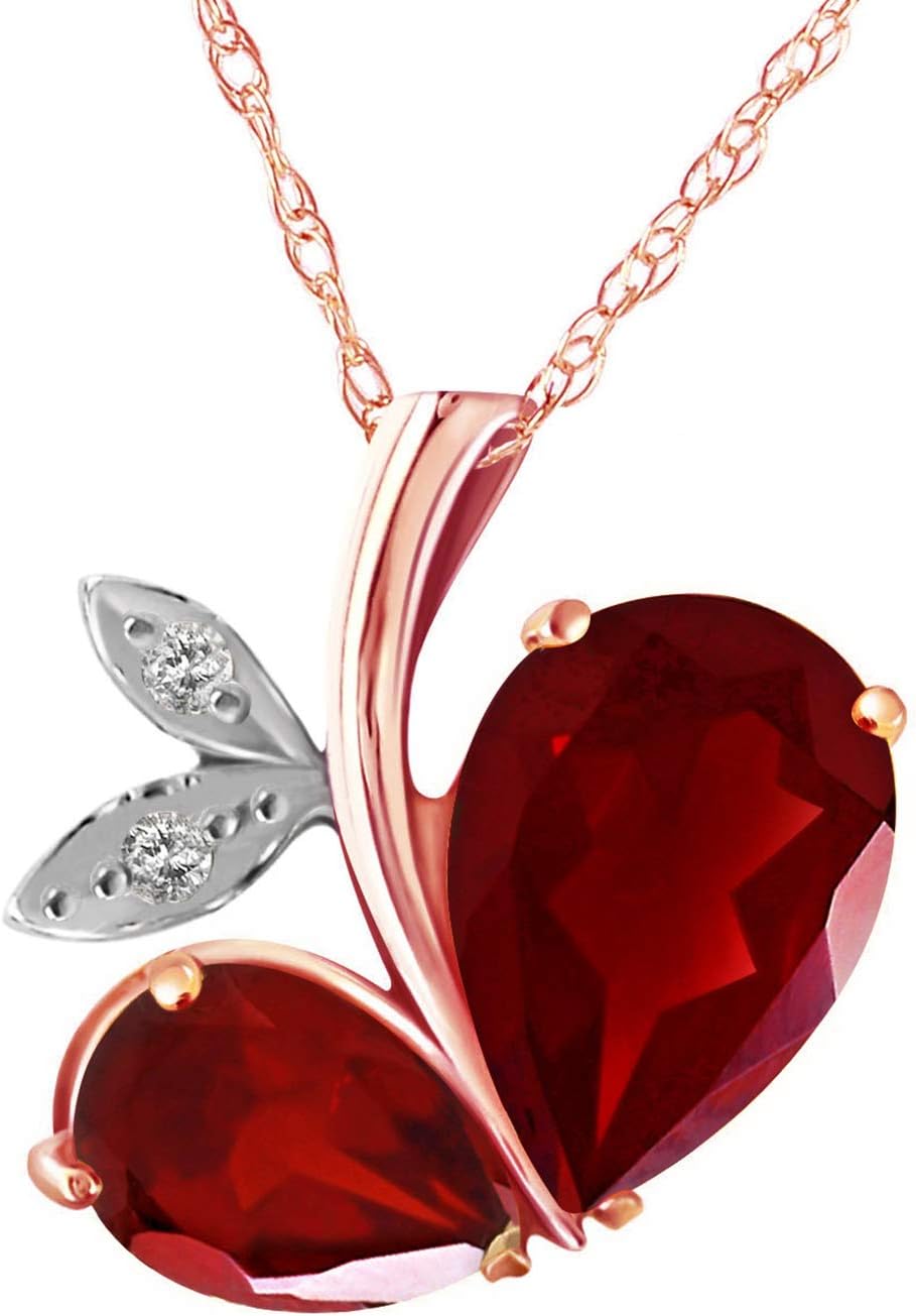 Galaxy Gold GG 5.36 CT. 14k Yellow Gold Modern Heart Necklace Diamonds Rubies