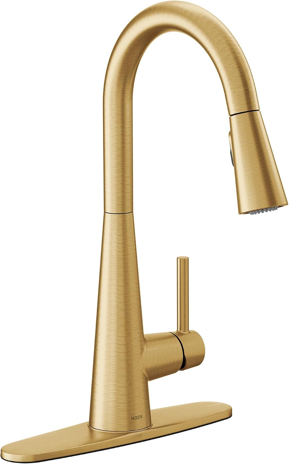 Moen Sleek Brushed Gold One-Handle, Single-Hole Pulldown Kitchen Faucet with PowerBoost Technology for Faster Water Flow, 7864BG