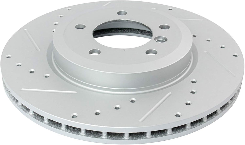 TRQ Performance Front Brake Pad and Rotor Set Ceramic Coated Drilled Slotted Vented Rotors Compatible with 2001-2006 BMW 330Ci 2001-2005 330i 330xi 2006-2008 Z4
