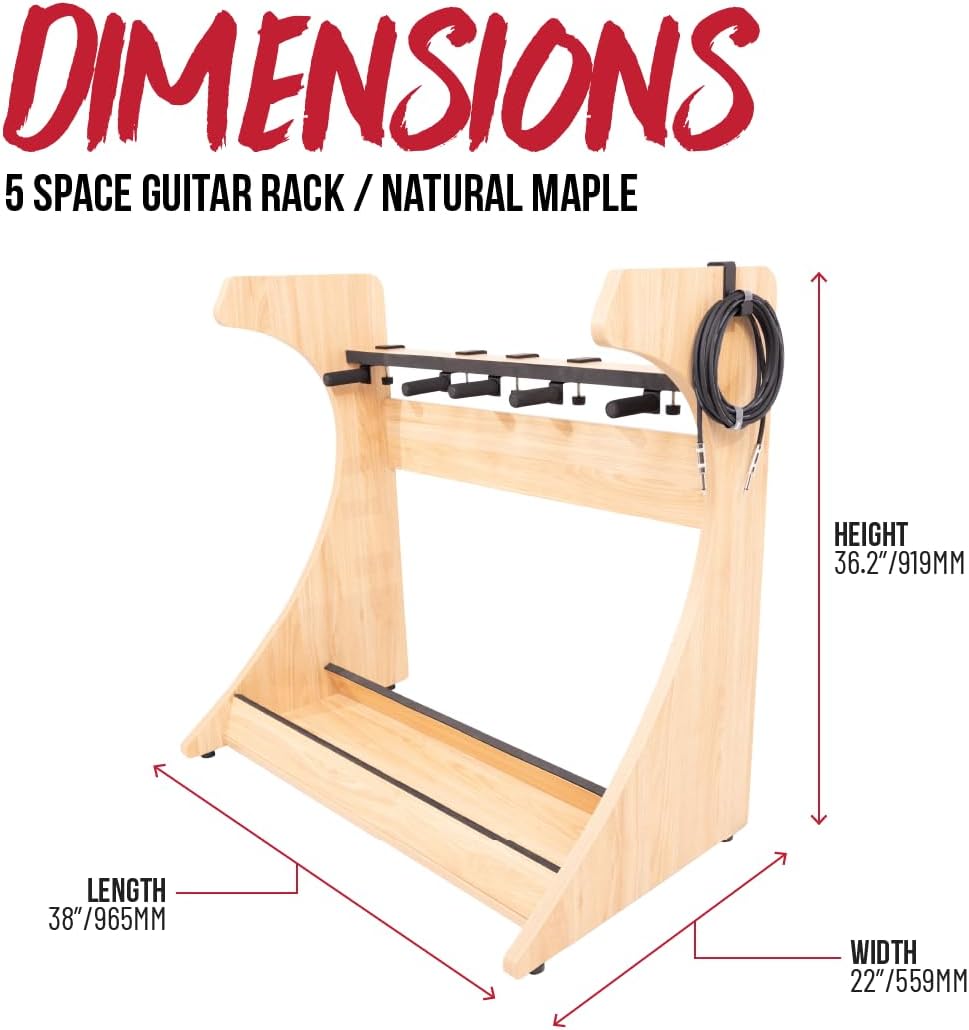 Gator Frameworks Elite Series 5 to 7-Space Guitar & Instrument Case Combo Rack, Natural Maple Matte Finish (GFW-ELITEGTR5RK-MPL)