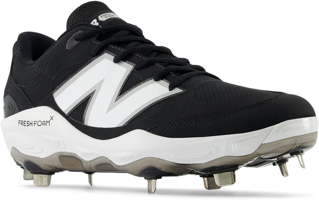New Balance Men's Fresh Foam X 3000 V7 Baseball Shoe, Black Synthetic/White, 7 W
