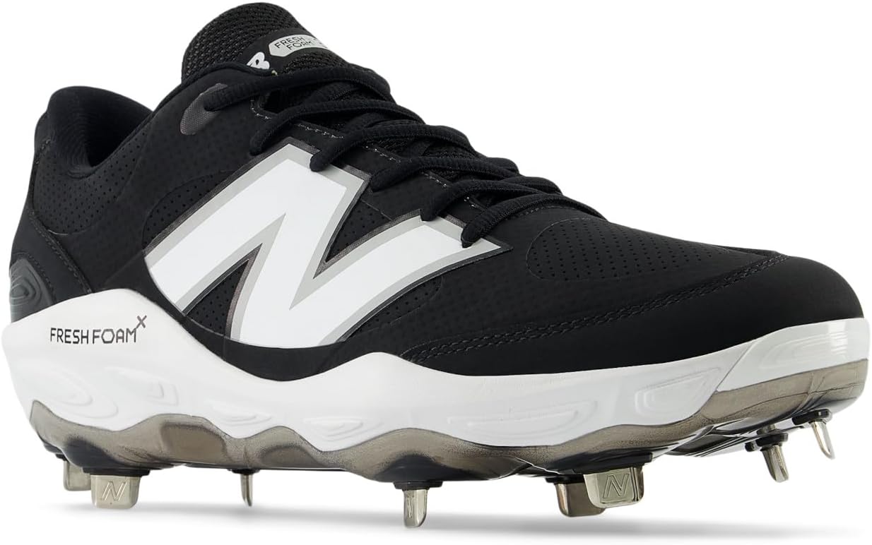 New Balance Men's Fresh Foam X 3000 V7 Baseball Shoe, Black Synthetic/White, 7 W