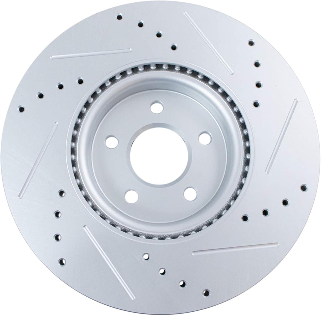 TRQ Performance Front Brake Pad and Rotor Set Ceramic Coated Drilled Slotted Rotors Compatible with 2013-2017 Ford Escape 2014-2018 Transit Connect