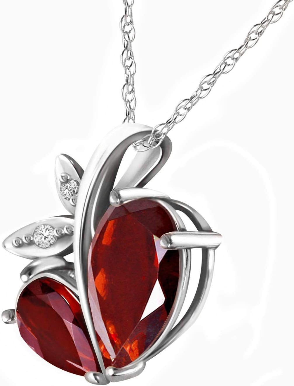 Galaxy Gold GG 5.36 CT. 14k Yellow Gold Modern Heart Necklace Diamonds Rubies