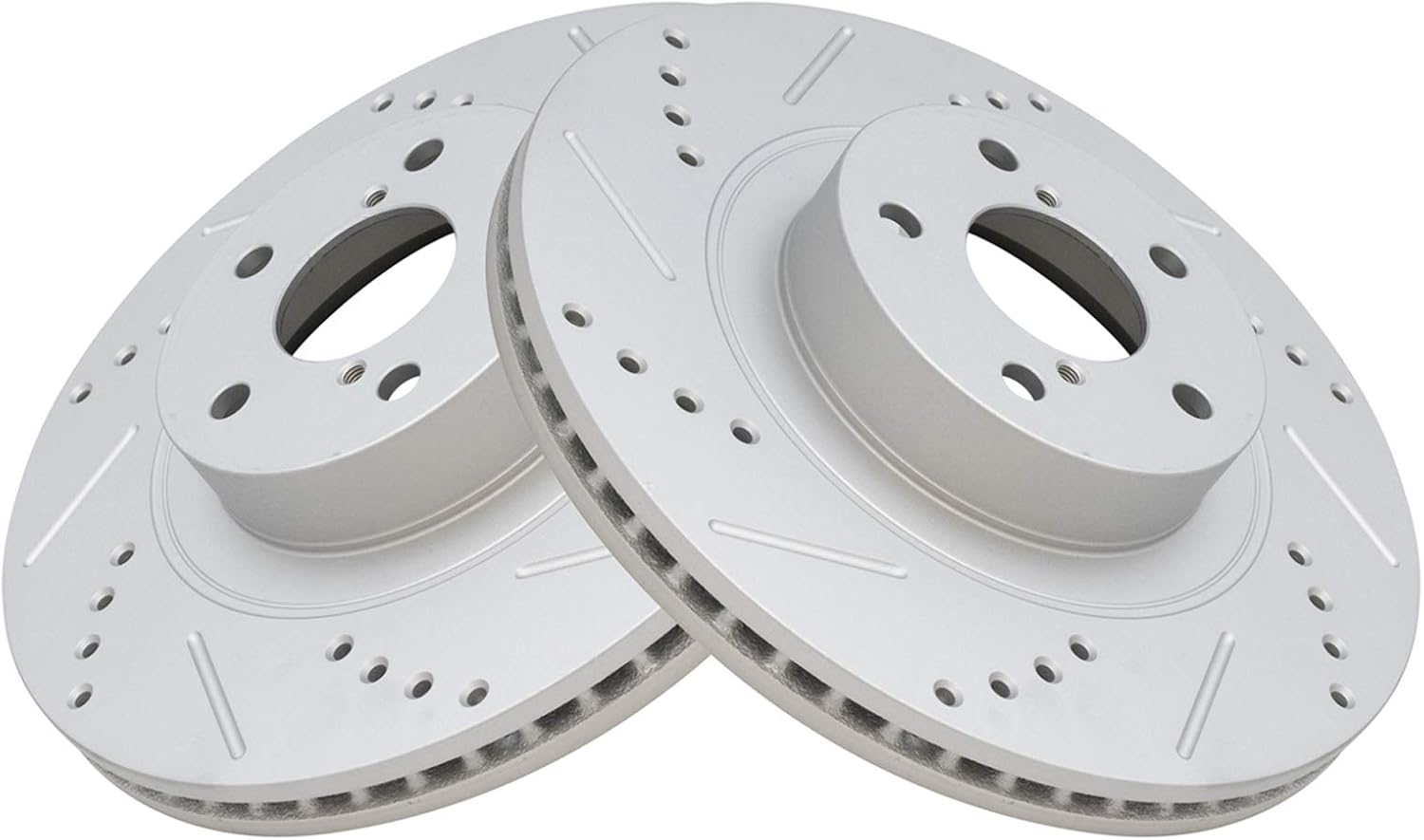 TRQ Performance Front Ceramic Brake Pad and Rotor Set Drilled Slotted Coated Compatible with 14-18 Subaru Forester 2.5i 11-14 Subaru Impreza WRX 13-14 Outback 2.5i 13-14 Legacy 2.5i