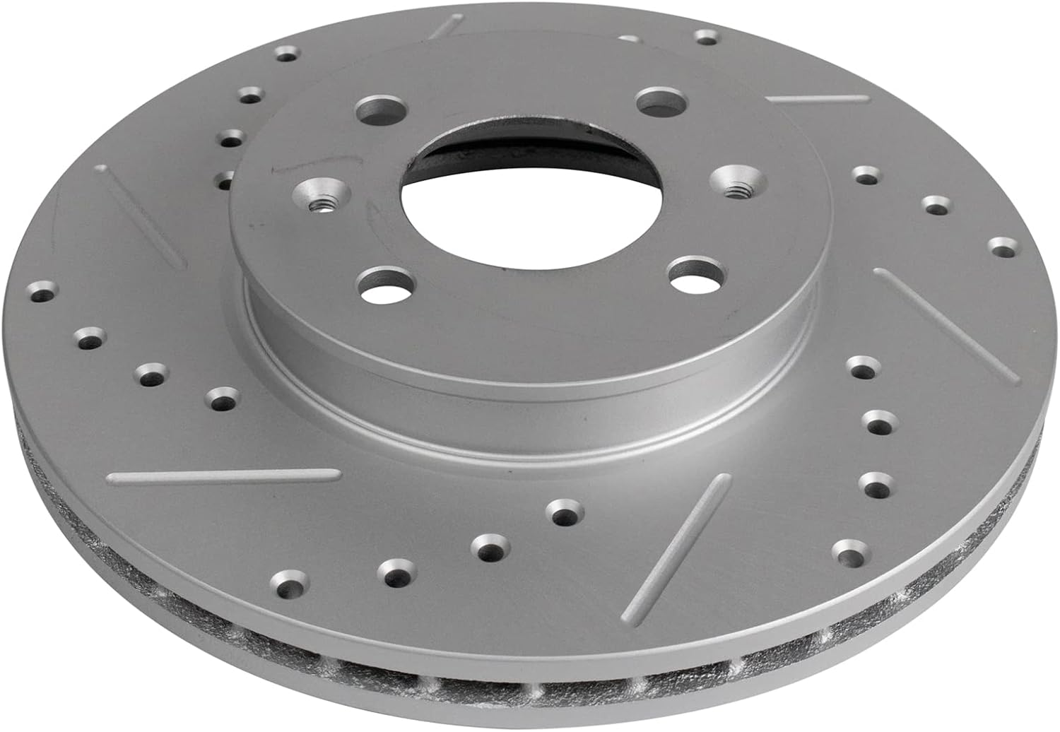 TRQ Performance Front Brake Pad and Rotor Set Ceramic Coated Drilled Slotted Rotors Compatible with 2006-2011 Hyundai Accent Kia Rio