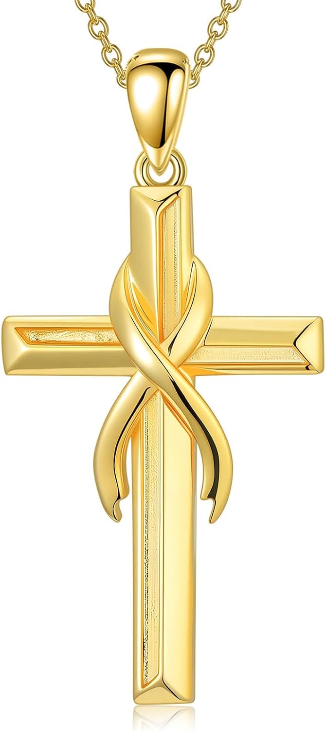 18K Gold Cross Pendant for Women Gold Cross Necklace 18K Gold Jewelry Religious Gift