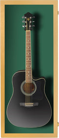 PENNZONI Acoustic Guitar Display Case - Acrylic Acoustic Guitar Case - Guitar Display Case Wall Mount Made from Hardwood Frame & Clear Acrylic - Golden Oak w/Felt Green