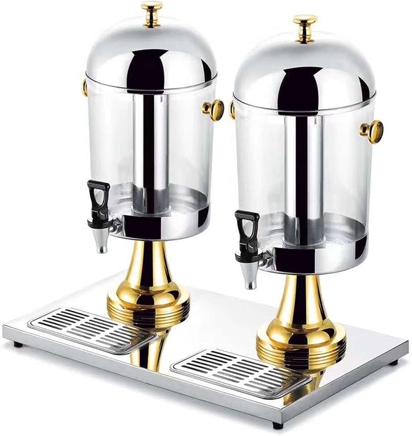 Beverage Dispenser, Cold Beverage Dispenser, Stainless Steel Juice Hot Cold Beverage for Restaurant, Water, Chilled Refreshments,Gold-Double Head,Gold-Double Head