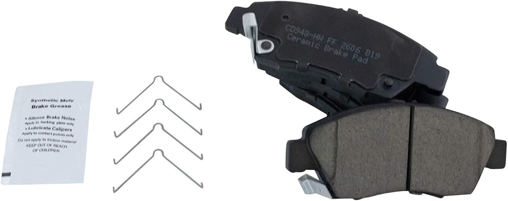 TRQ Performance Front Ceramic Brake Pad and Rotor Set Includes Calipers Coated Drilled Slotted Compatible with 2009-2012 Honda Fit 2013 Base 2013 Sport