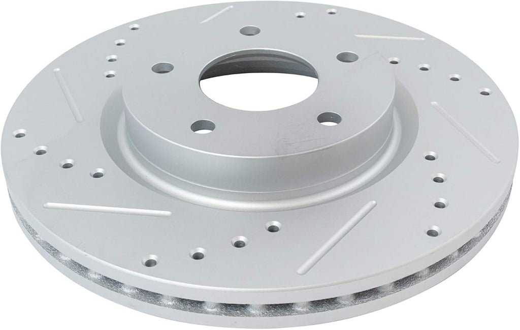 TRQ Front Brake Pad and Rotor Kit Ceramic Performance Slotted Drilled Vented Rotors G-Coated Compatible with 2013-2023 Nissan Altima