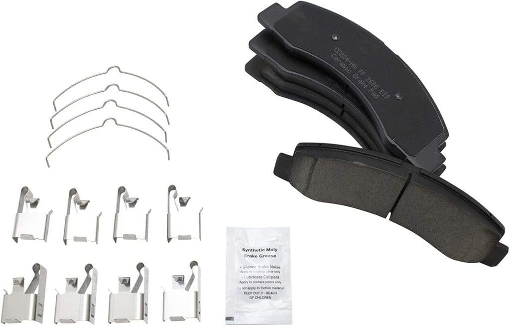 TRQ Performance Front Brake Pad and Rotor Set Ceramic Drilled Slotted G Coated Vented Rotors Compatible with 2000-2005 Ford Excursion 2000-2004 F-250 Super Duty F-350 Super Duty