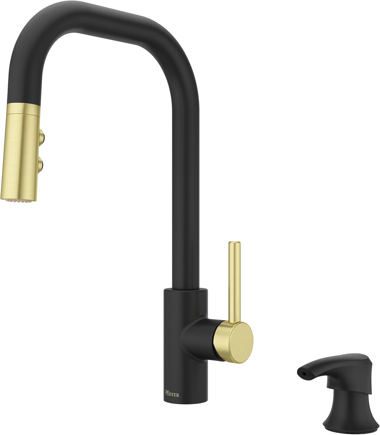 Pfister Zanna 1-Handle Pull-Down Kitchen Faucet in Matte Black and Brushed Gold