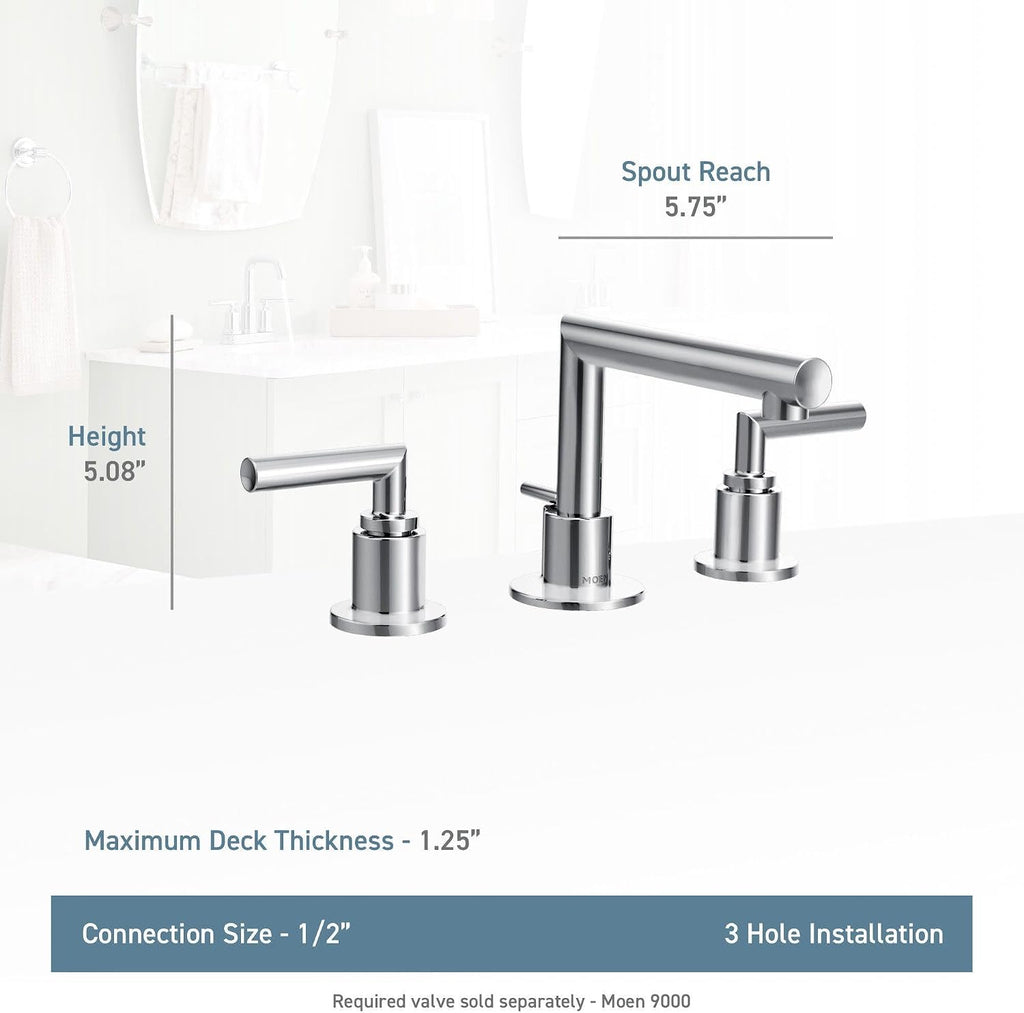 Moen TS43002BL Arris Two-Handle Modern 8 in. Widespread Bathroom Faucet Trim Kit, Valve Required, Matte Black