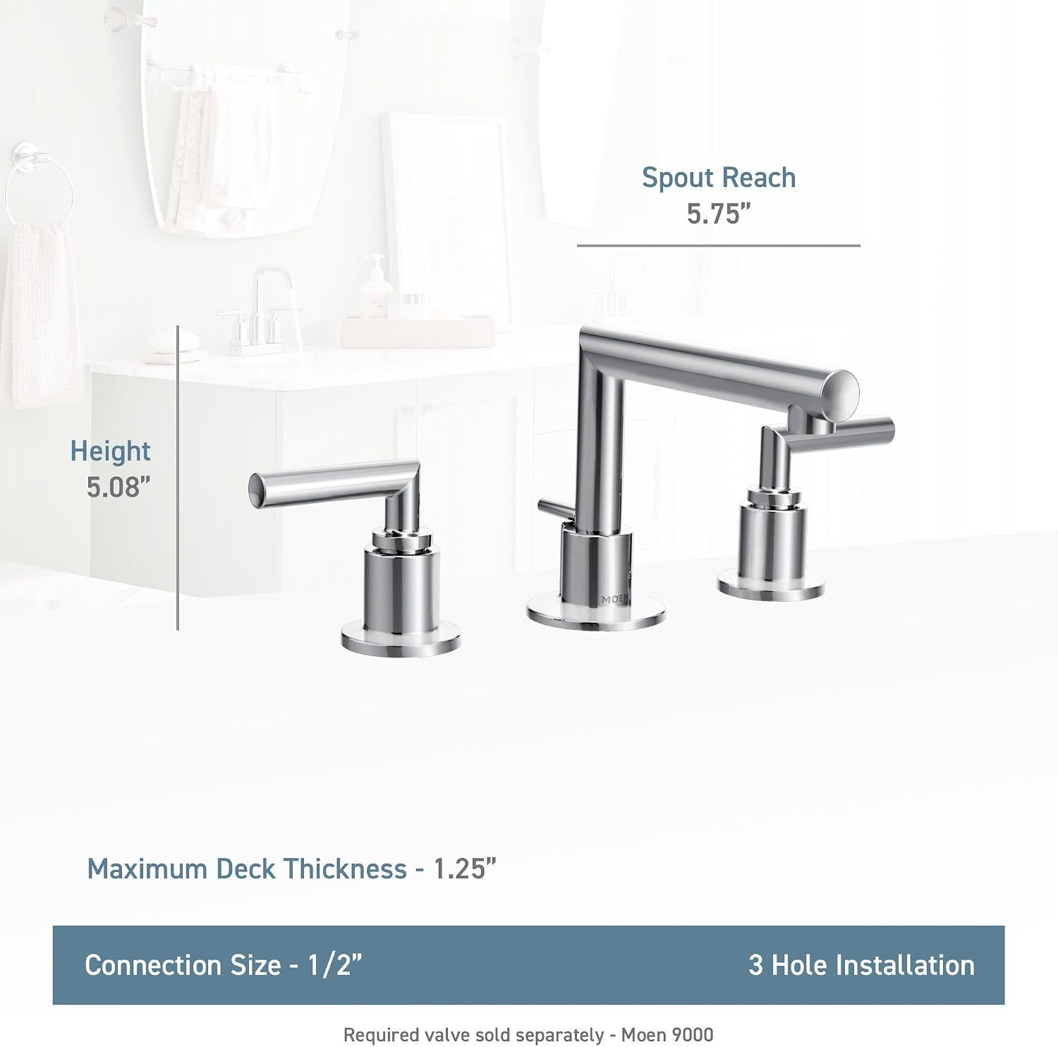 Moen TS43002BL Arris Two-Handle Modern 8 in. Widespread Bathroom Faucet Trim Kit, Valve Required, Matte Black