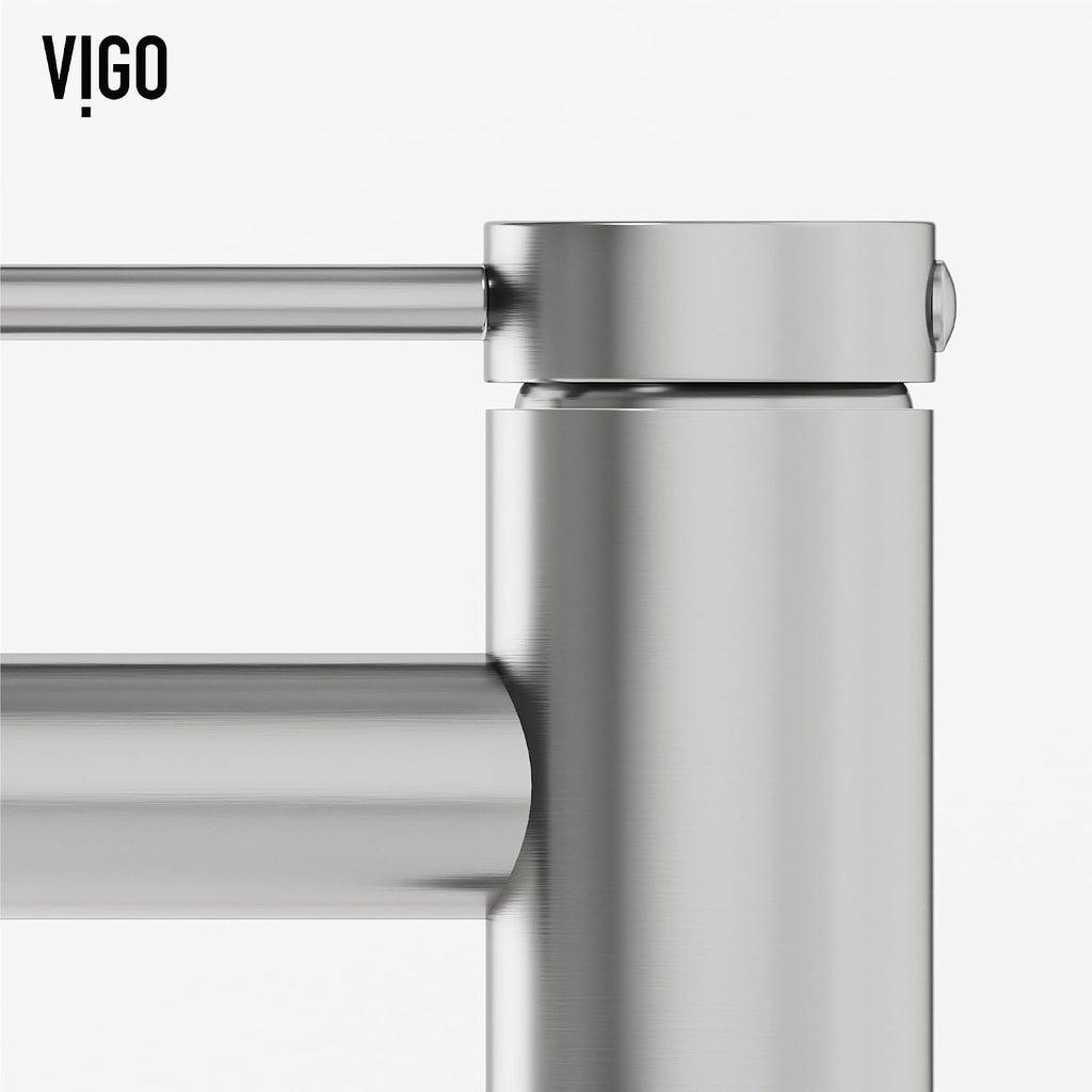 VIGO Jewel Single-Handle Single-Hole Mount Bathroom Sink Faucet, 6-Inch, Brushed Nickel, Modern Design, Solid Brass, 1.2 GPM WaterSense & Ceramic Disc Valve, Corrosion-Resistant