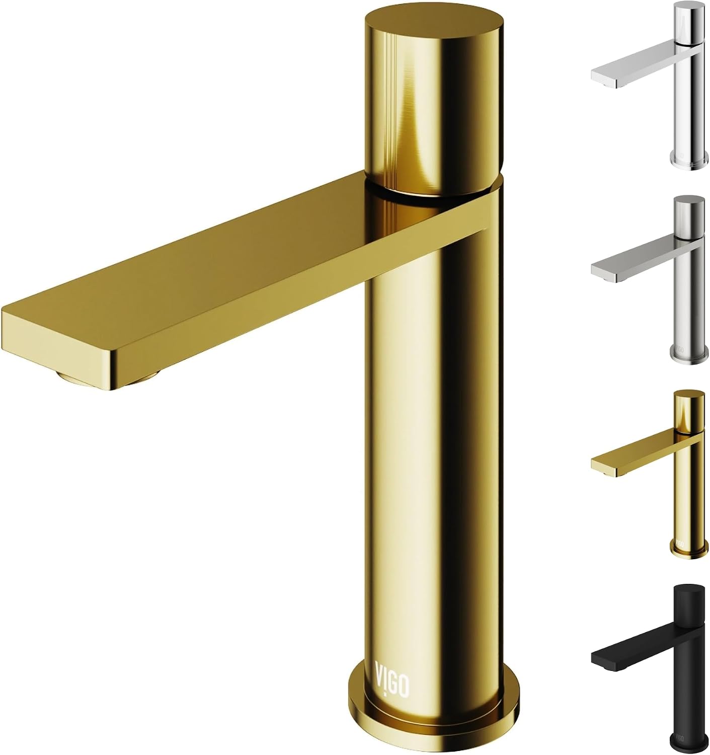 VIGO Halsey Single-Handle Single-Hole Mount Bathroom Sink Faucet, 8-Inch, Matte Brushed Gold, Modern Design, Solid Brass, 1.2 GPM WaterSense & Ceramic Disc Valve, Corrosion-Resistant